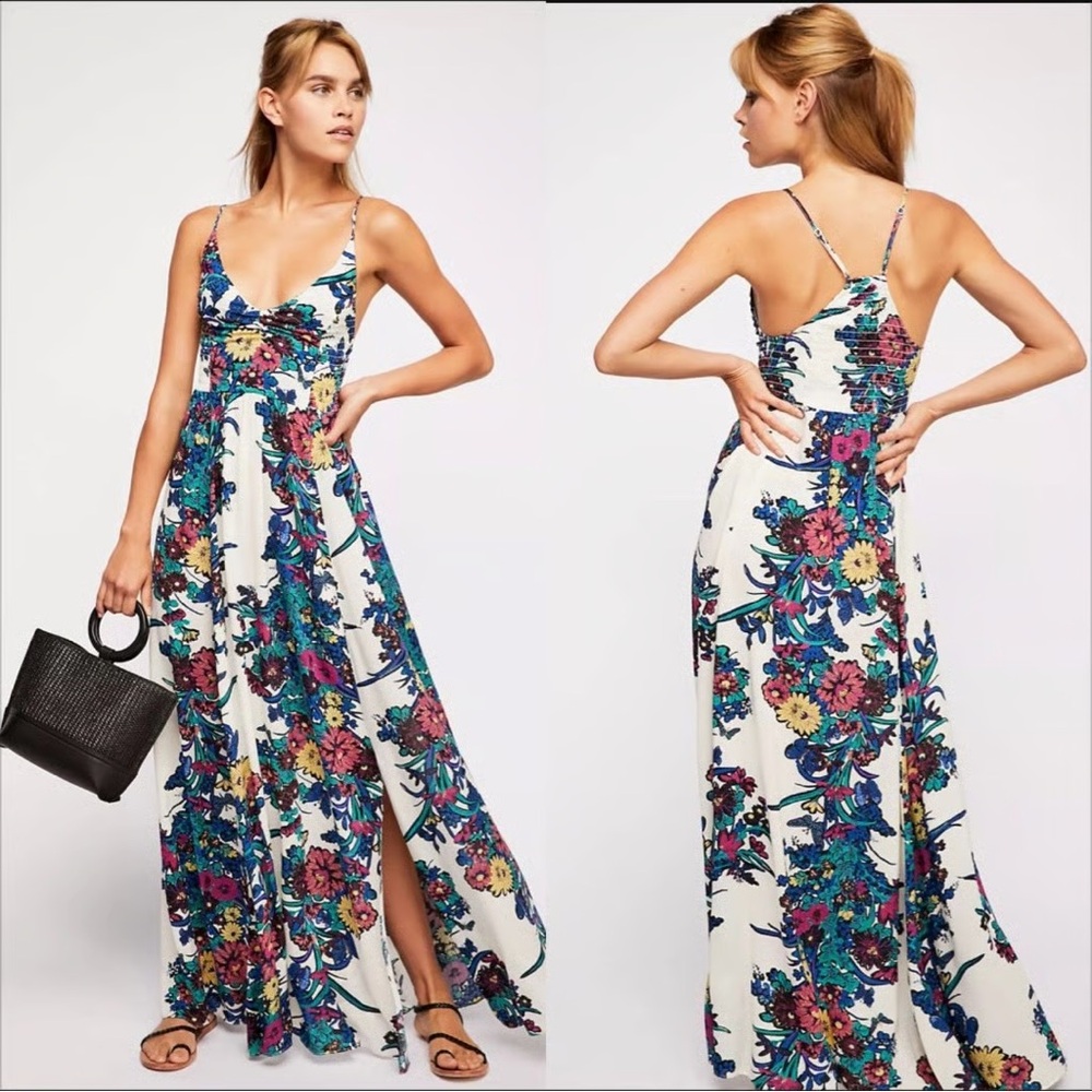Free People Intimately Blue and Green Sleeveless Maxi Sundress - Picture 1 of 15